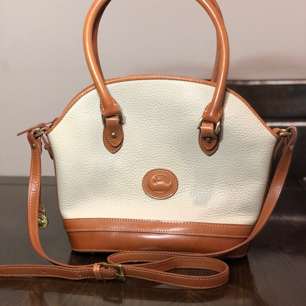 Dooney & Bourke White and Tan all weather Leather Satchels
